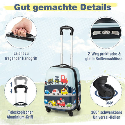 Hard Suitcase 2 Piece Carry On Luggage Set with Spinner Wheels Rolling Blue