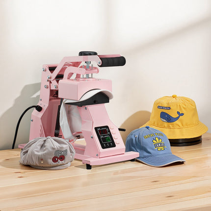 Hat Heat Press Machine, 4 Platens, Temp-Time Control, Pink