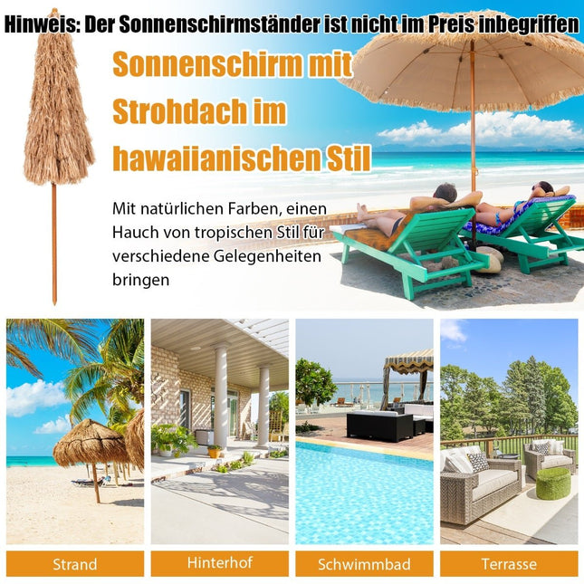 Parasol Hawajski Tiki, 205 cm, daszek ze słomy, ochrona UV