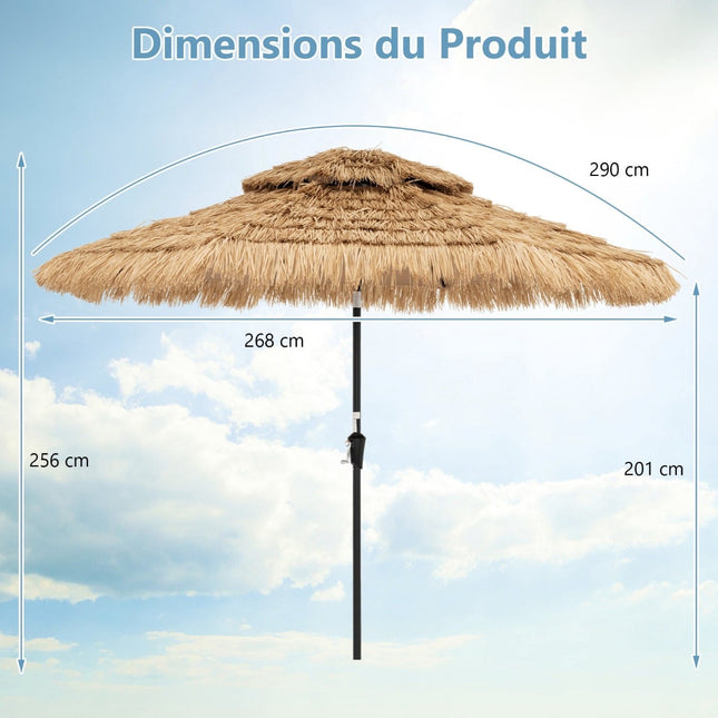 Parasol ogrodowy w stylu hawajskim, 270 cm, z oświetleniem LED zasilanym energią słoneczną