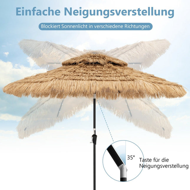 Parasol ogrodowy w stylu hawajskim, 270 cm, z oświetleniem LED zasilanym energią słoneczną