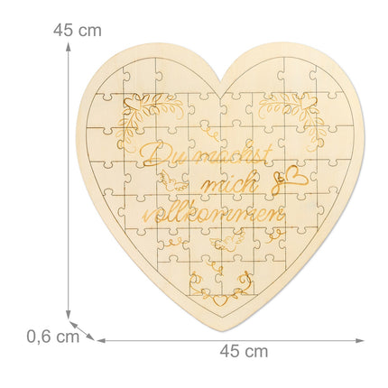 Heart-Shaped Engraved Wooden Jigsaw Puzzle Gift