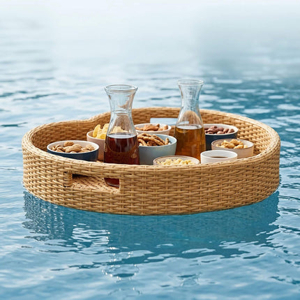 Heart-Shaped Floating Pool Tray, Weatherproof Rattan
