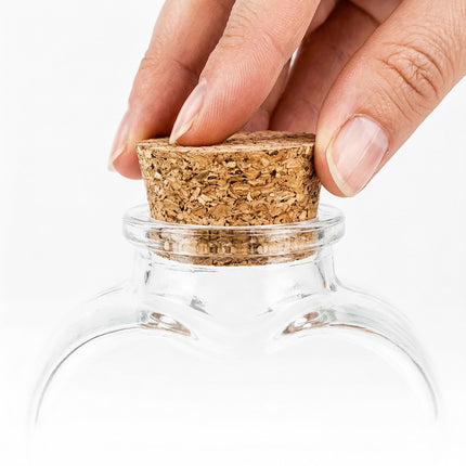 Heart-Shaped Glass Bottles with Corks, Set of 12