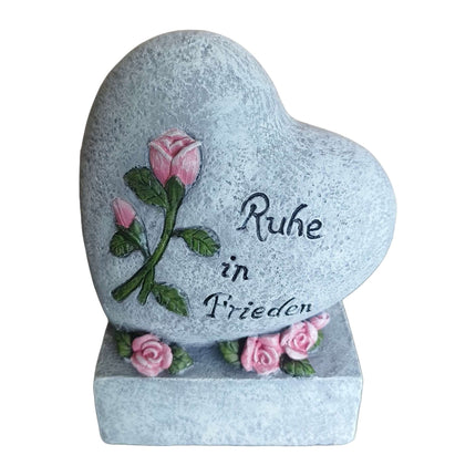 Heart-Shaped Grave Ornament with "Ruhe in Frieden"