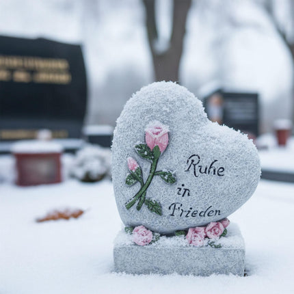 Heart-Shaped Grave Ornament with "Ruhe in Frieden"