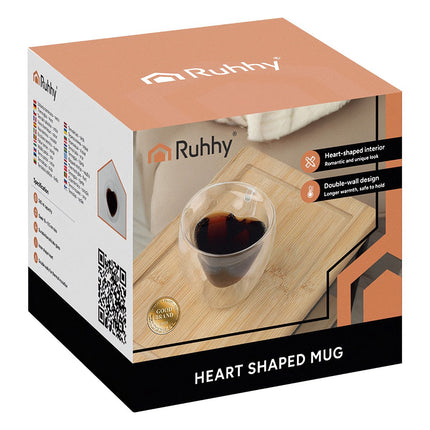 Heart-Shaped Thermal Glass, 240ml, Double-Walled