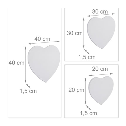 Heart in canvas, set of 6