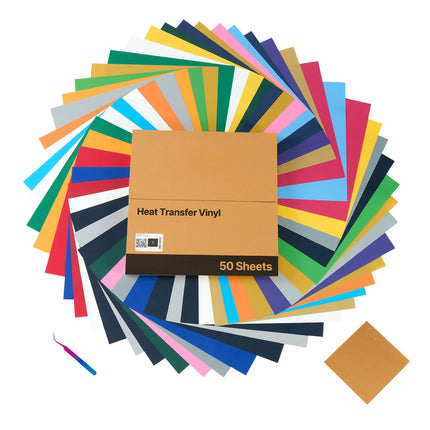 Heat Transfer Vinyl Sheets, 50 Pack, 12x12, Assorted Glossy