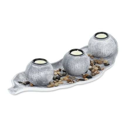 Heat candle holder with tray &amp; stones