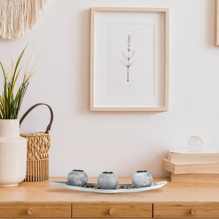 Heat candle holder with tray &amp; stones