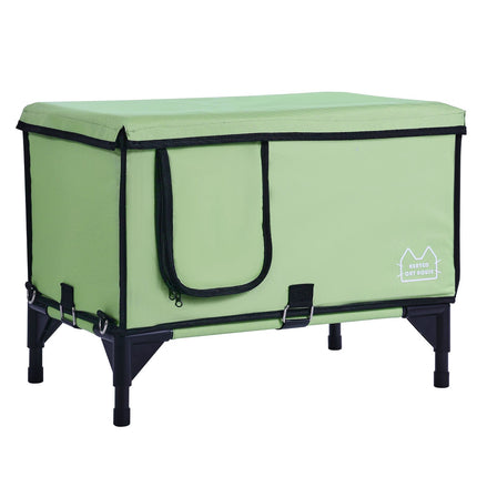 Heated Cat House – Elevated, Adjustable Temp, Timer