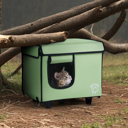 Heated Cat House, Elevated Waterproof, Timer, Small