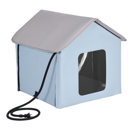 Heated Cat House, Outdoor Timer Shelter with Heated Pad, Small