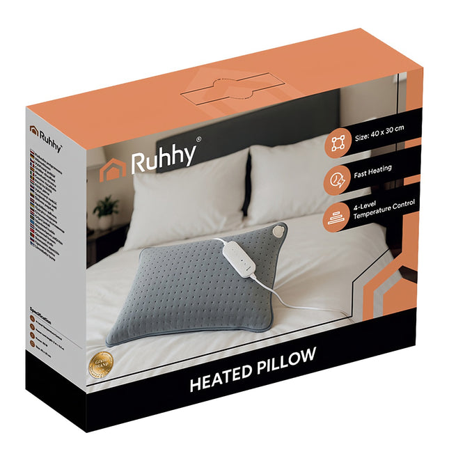 Heated Electric Pillow, 40x30 cm, 4 Temp Levels