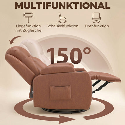 Heated Massage Recliner Chair with Footrest, Light Brown