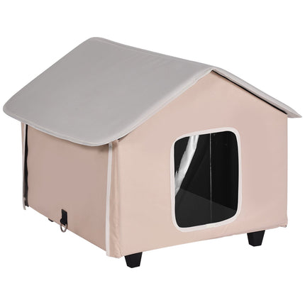Heated Outdoor Cat House with Pad, Elevated, Timer