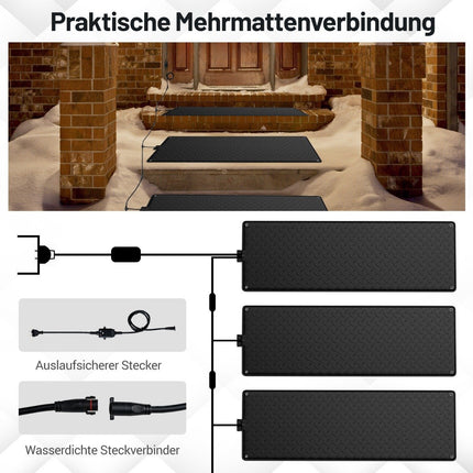 Heated Snow Melting Mat, 25.5x76 cm, Connects 18 Mats