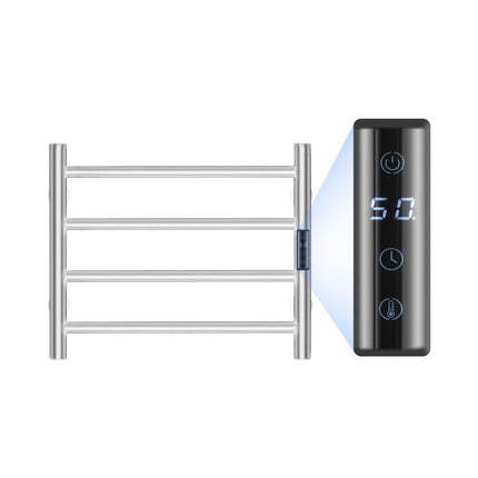 Heated Towel Rack, Wall Mounted 4-Bar, Timer, IPX5