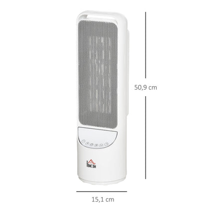 2000W ceramic tower heater, remote control & timer, white