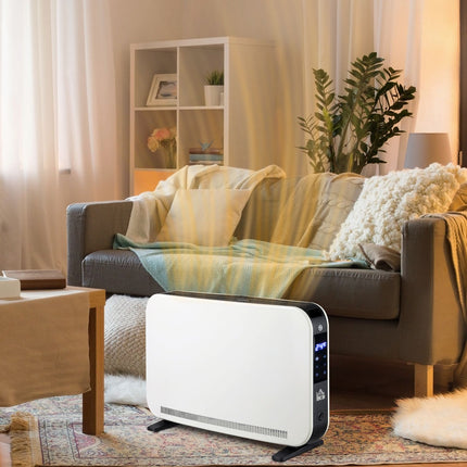 Electric fan heater 2180W, 3 heat levels, timer, white