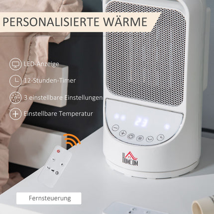 Ceramic electric heater, 750/1500W, 3 levels, timer, oscillating