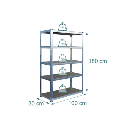 Heavy-Duty 5-Tier Steel Shelving Unit, 875 kg Capacity