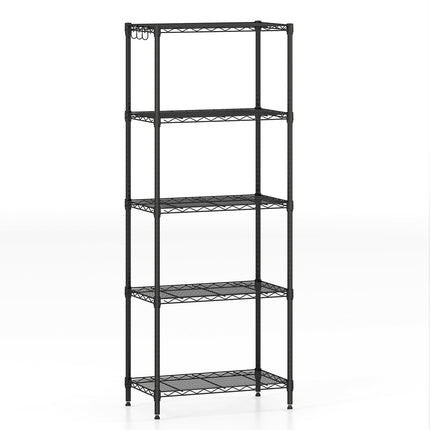 Heavy-Duty Adjustable Metal Storage Shelf, 5-Tier, Black
