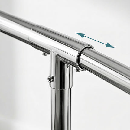 Heavy-Duty Chrome Clothes Rack with Wheels and Shelf