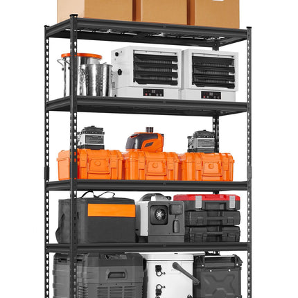 Heavy Duty Garage Shelving, 5-Tier 2500 Lb, Black