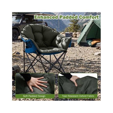 Heavy-Duty Padded Folding Camping Chair 227 kg, Green, Carry Bag