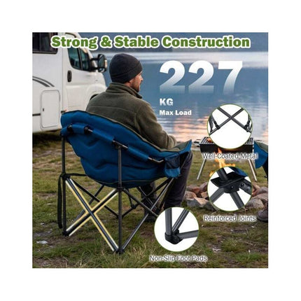 Heavy-Duty Padded Folding Camping Chair 227 kg, Green, Carry Bag