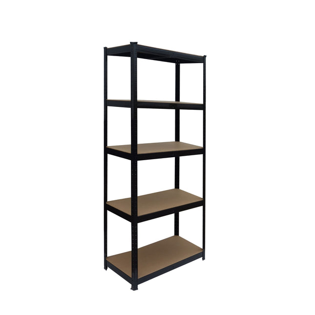 Heavy-Duty Steel Rack, 5 Adjustable Shelves, Black