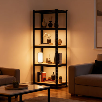 Heavy-Duty Steel Rack, 5 Adjustable Shelves