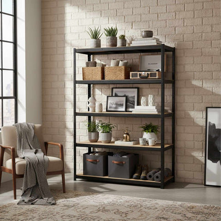 Heavy-Duty Steel Rack, 5 Adjustable Shelves