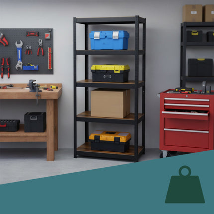 Heavy-Duty Steel Shelving Unit, 168x80x40 cm, 5 Shelves