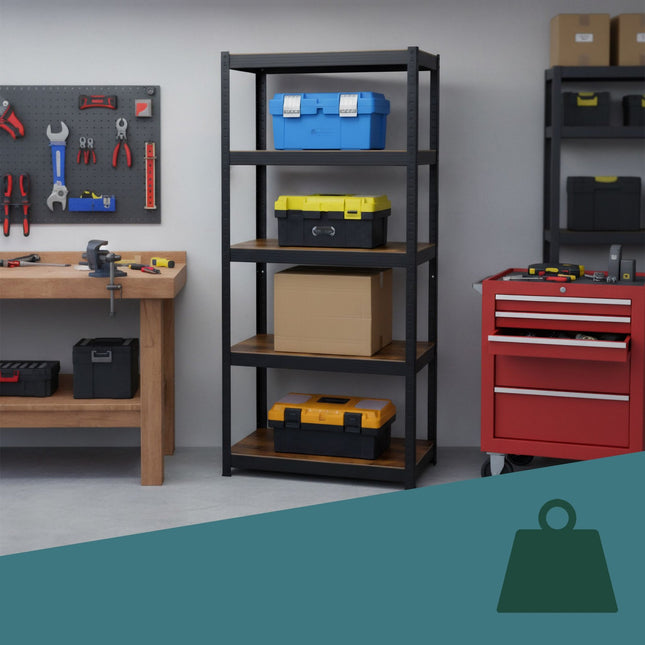 Heavy-Duty Steel Shelving Unit, 168x80x40 cm, 5 Shelves