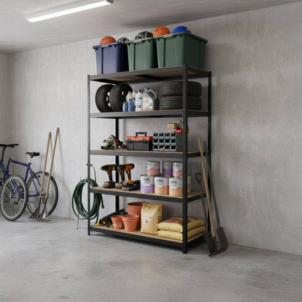 Heavy-Duty Steel Shelving Unit, 5 Adjustable Shelves