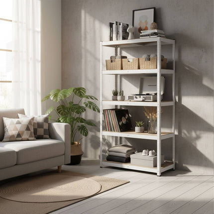 Heavy-Duty Steel Shelving Unit, 5 Adjustable Tiers