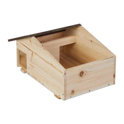 Hedgehog Shelter with Sloping Roof, Pine Wood