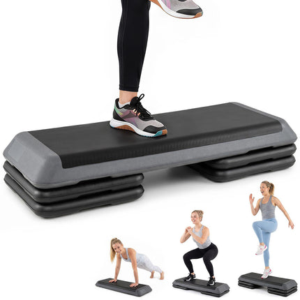 Height Adjustable Aerobic Stepper, Non-Slip, Grey