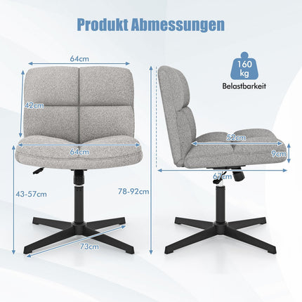Height-Adjustable Armless Office Chair, Grey