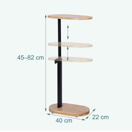 Height-Adjustable Bamboo C-Table with Metal Frame