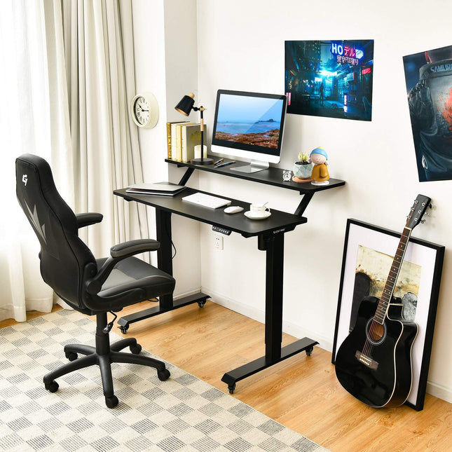 Height Adjustable Desk on Wheels, 120x68 cm, Black