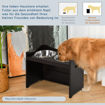 Adjustable dog feeding station, stainless steel bowl, 54 cm