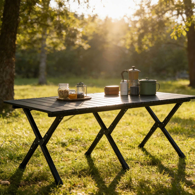 In hoogte verstelbare opklapbare campingtafel, staal