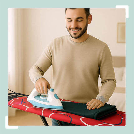 Height-Adjustable Ironing Board with Garment Racks