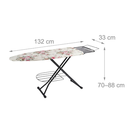 Height-Adjustable Ironing Board with Iron Rest, 110x33 cm