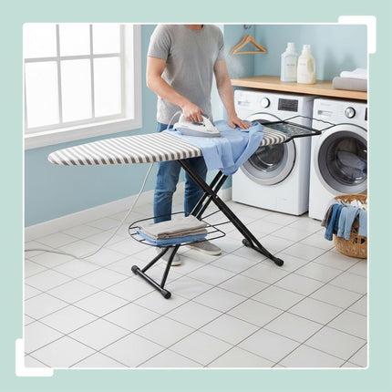 Height-Adjustable Ironing Board with Iron Rest, 110x33 cm