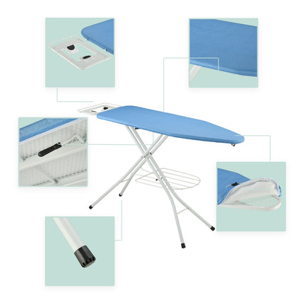 Height-Adjustable Ironing Board with Iron Rest, 120x38 cm